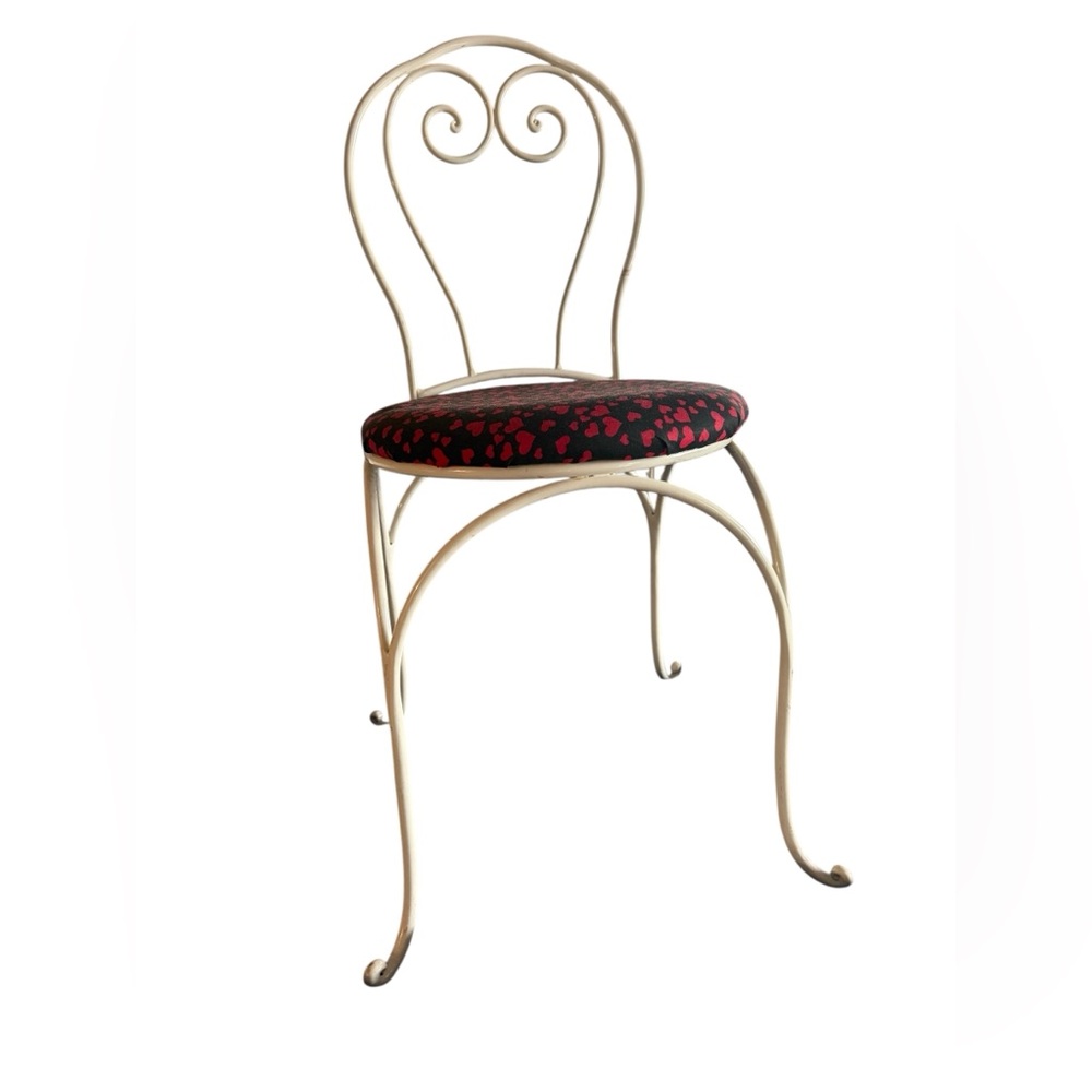 Vtg White Wrought Iron Ice Cream Parlor Childs Chair